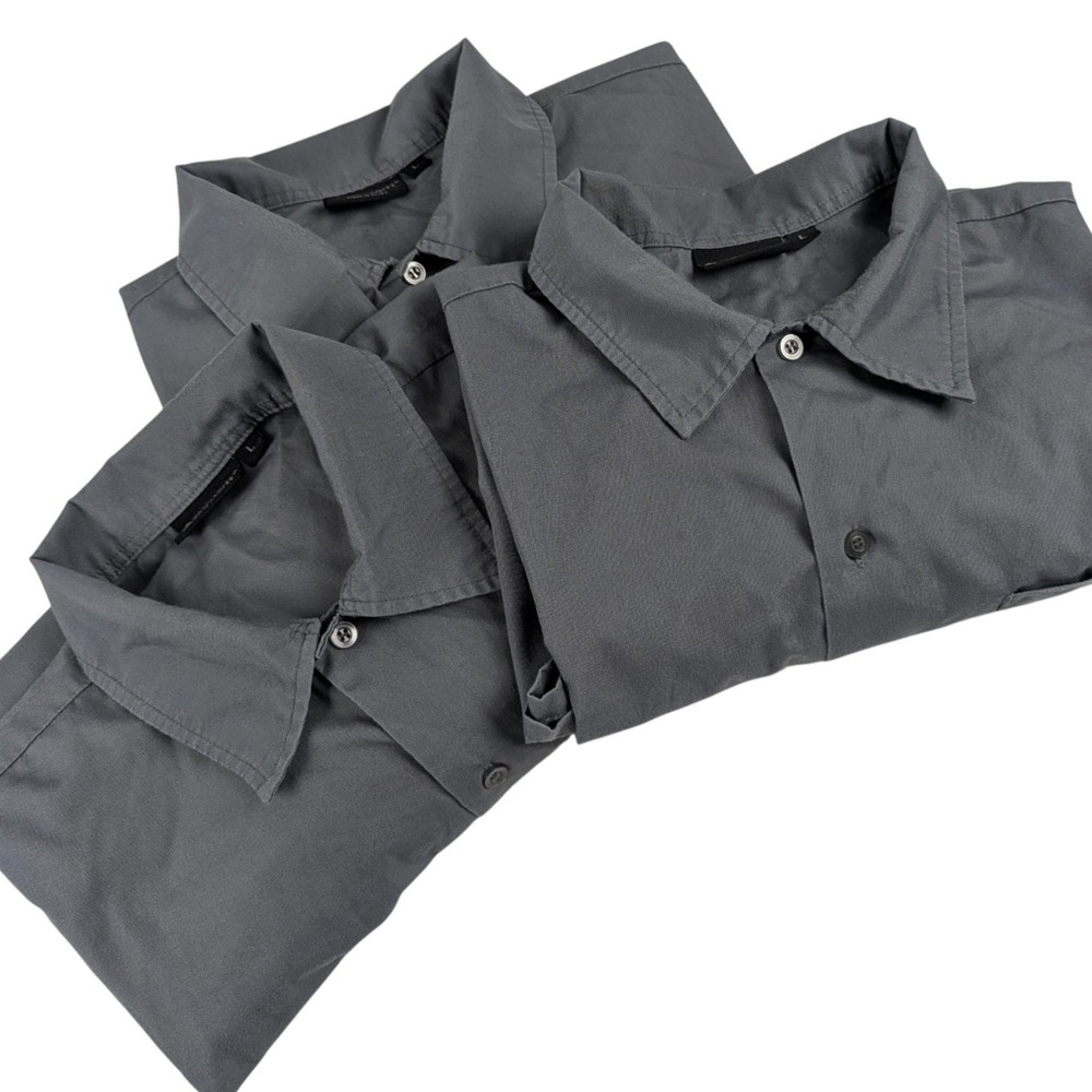 Lot of 3 Chef Works Mens Cool Vent Short Sleeve Shirt Gray Lrg Mesh Back Pocket